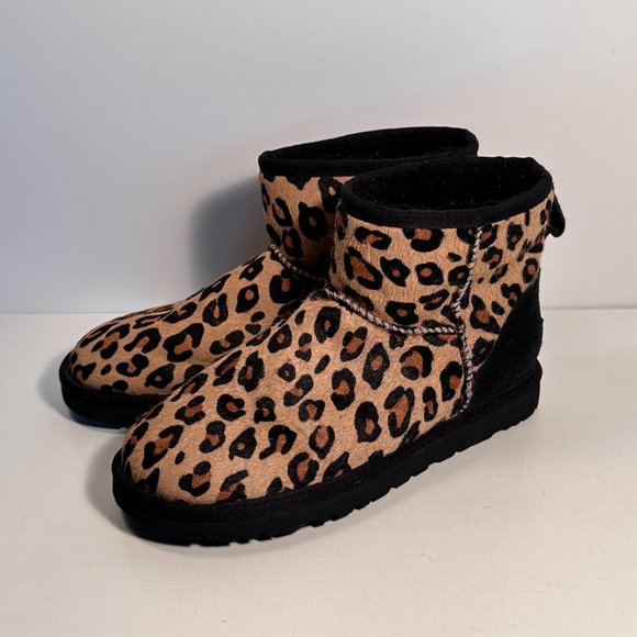 Ugg Ultra Mini Spotty Animal Print Pony Hair Shearling Boots Women Size 6 - Picture 3 of 8